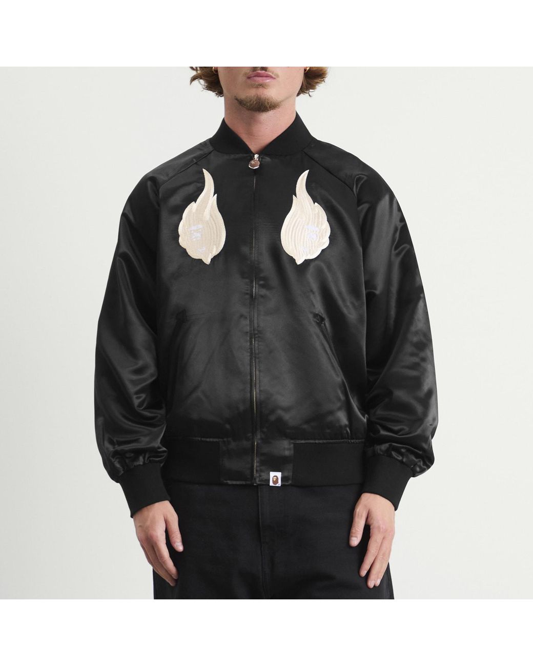 A Bathing Ape Black Skeleton Logo Souvenir Jacket for men