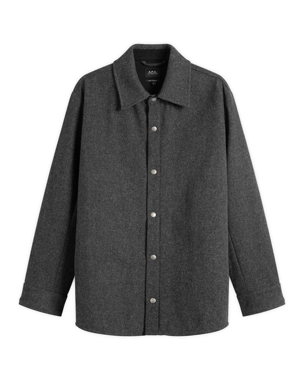 A.P.C. Black Snap Button Overshirt for men