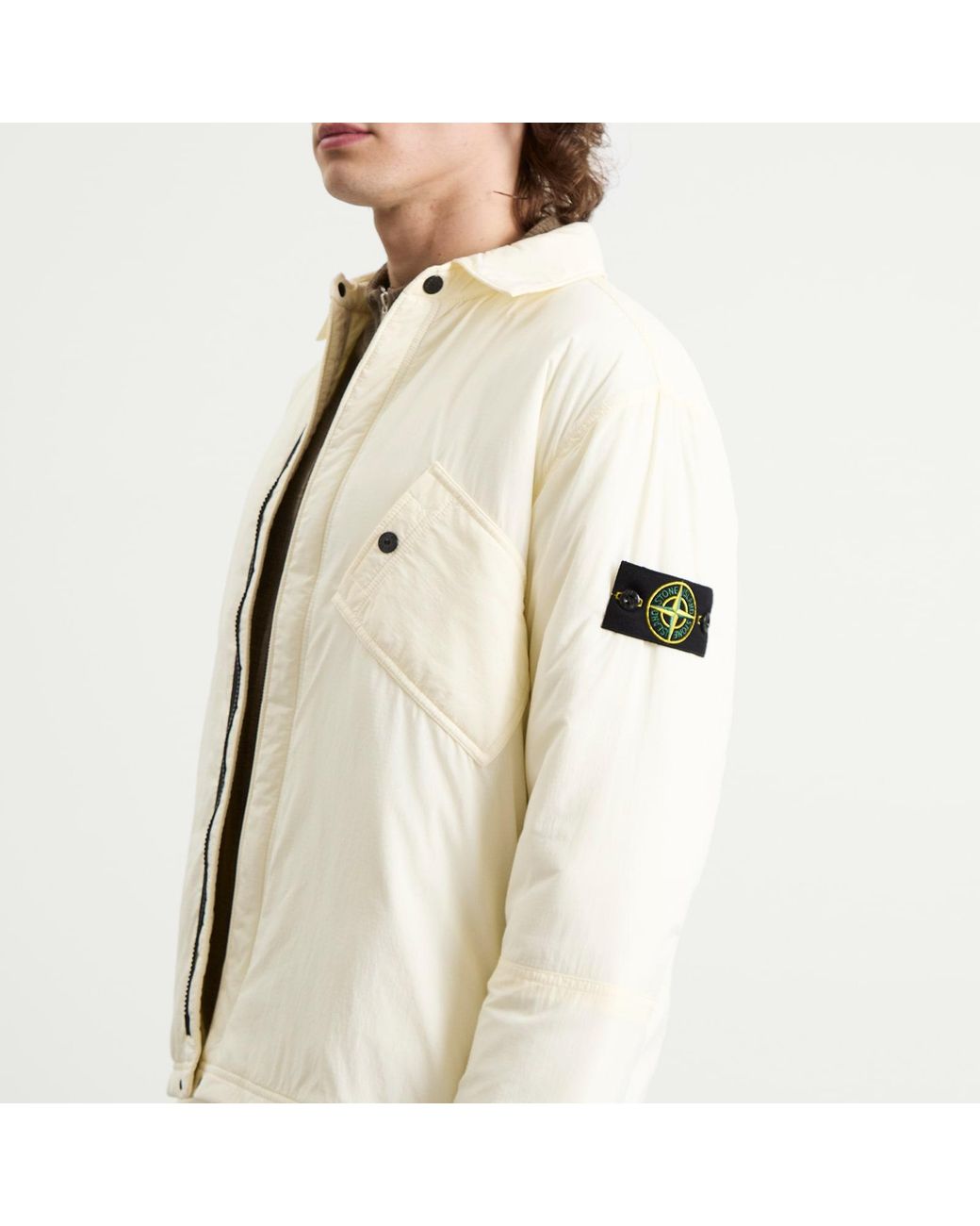 Stone Island White Matt Ripstop Cordura Zip Overshirt for men