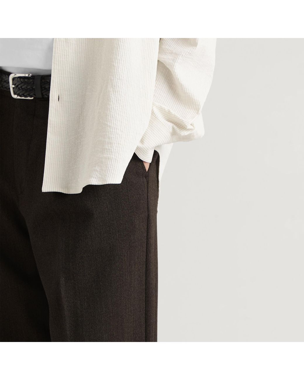 Wax London Black Piper Wool Blend Two Tone Pleated Trousers for men