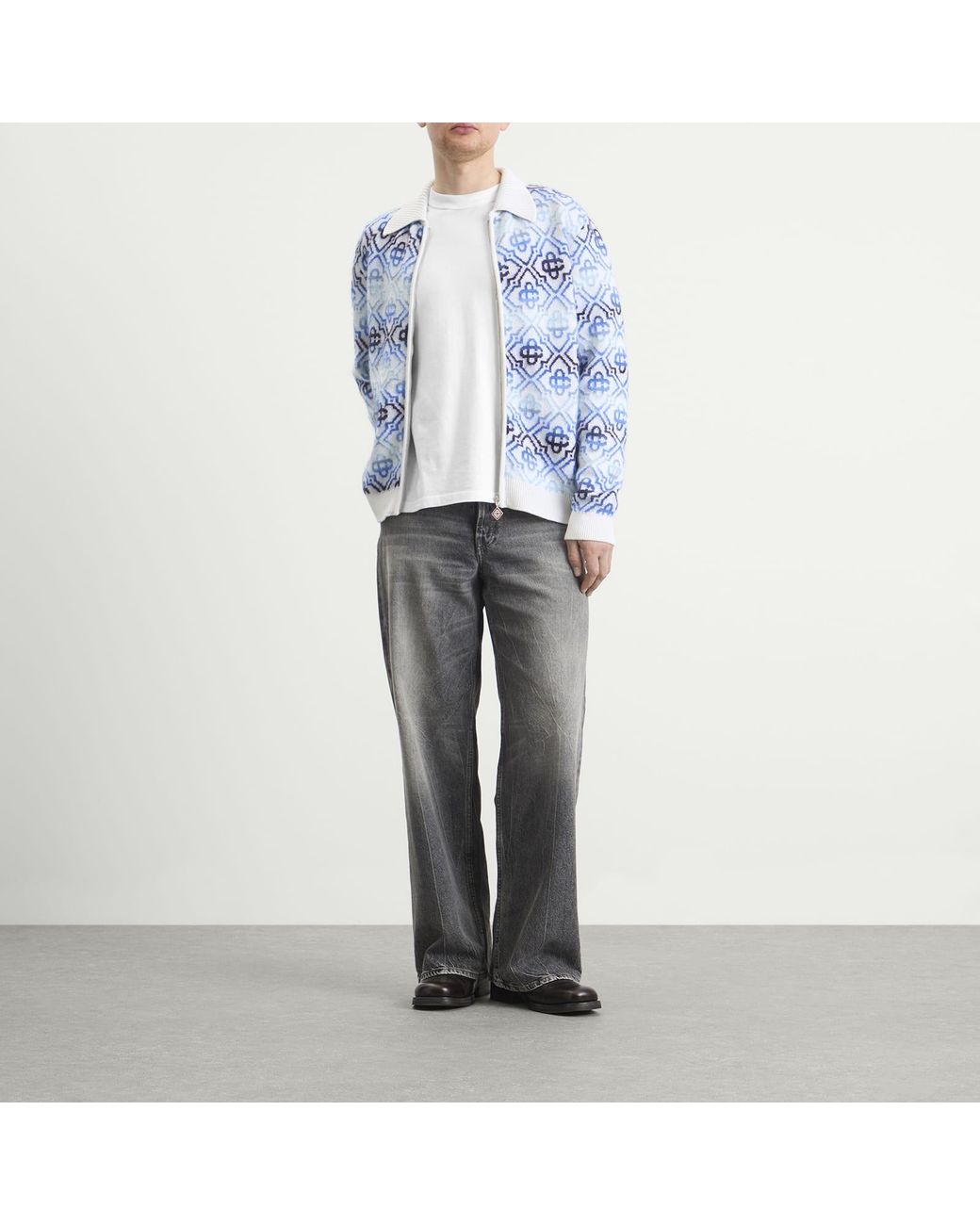 Casablanca Blue Space Dye Monogram Zip Up for men