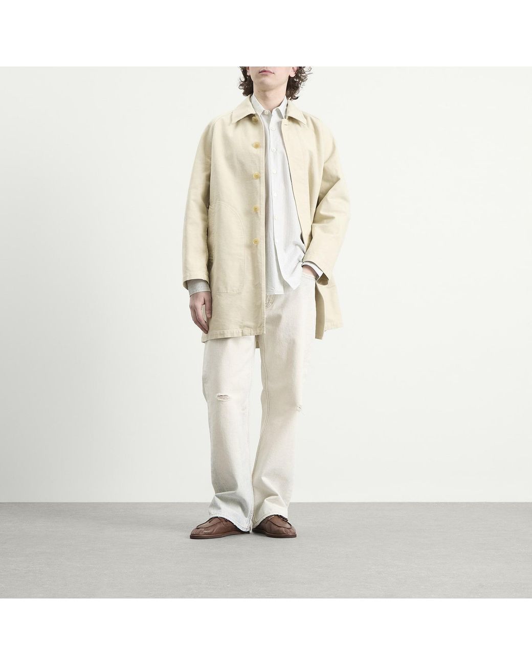 Auralee Natural Garment-Dyed Cotton Heavy Twill Short Coat for men