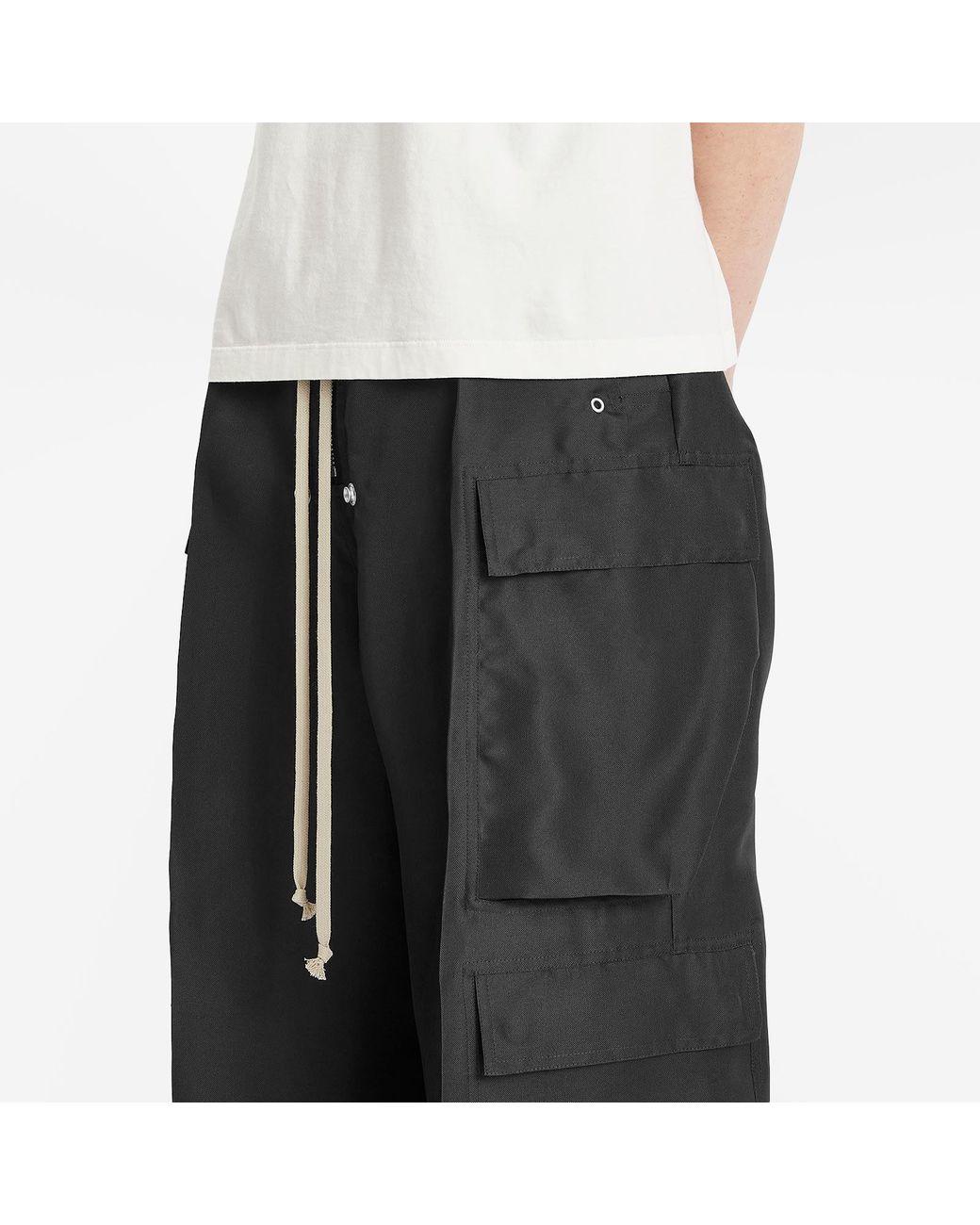 Rick Owens Silk Gazar Cargobelas in Black for Men | Lyst