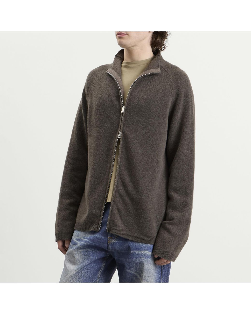 Our Legacy Brown Spray Dye Cherub Wool Line Zip Cardigan for men