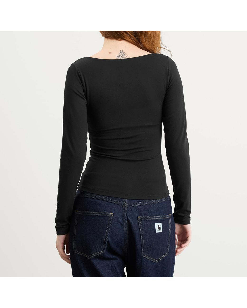 Skims Black Smooth Layers Square Neck Long Sleeve Top