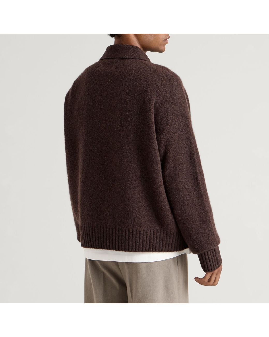 Daniel Simmons Brown Long Sleeve Knit Polo for men