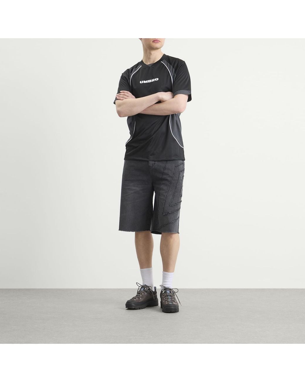 Umbro Gray Washed Drill Shorts for men