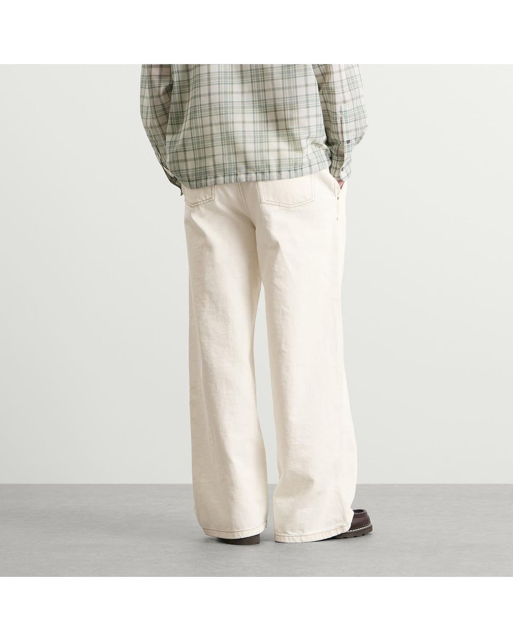 AMI Natural Light Denim Wide Fit Jeans for men