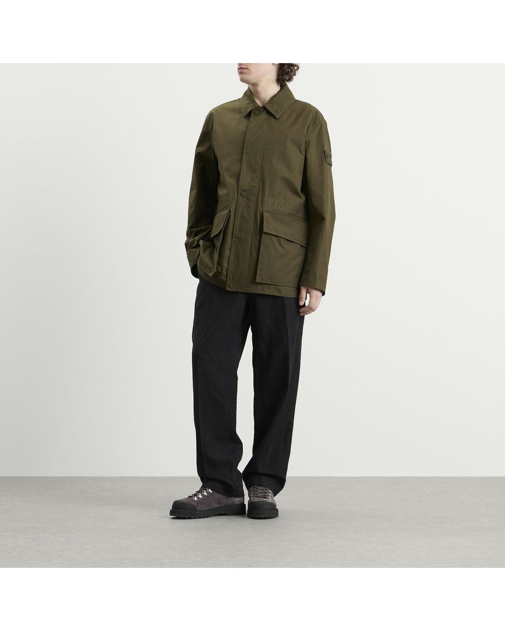 Stone Island Green Ghost All-Weather Cotton Canvas Jacket for men