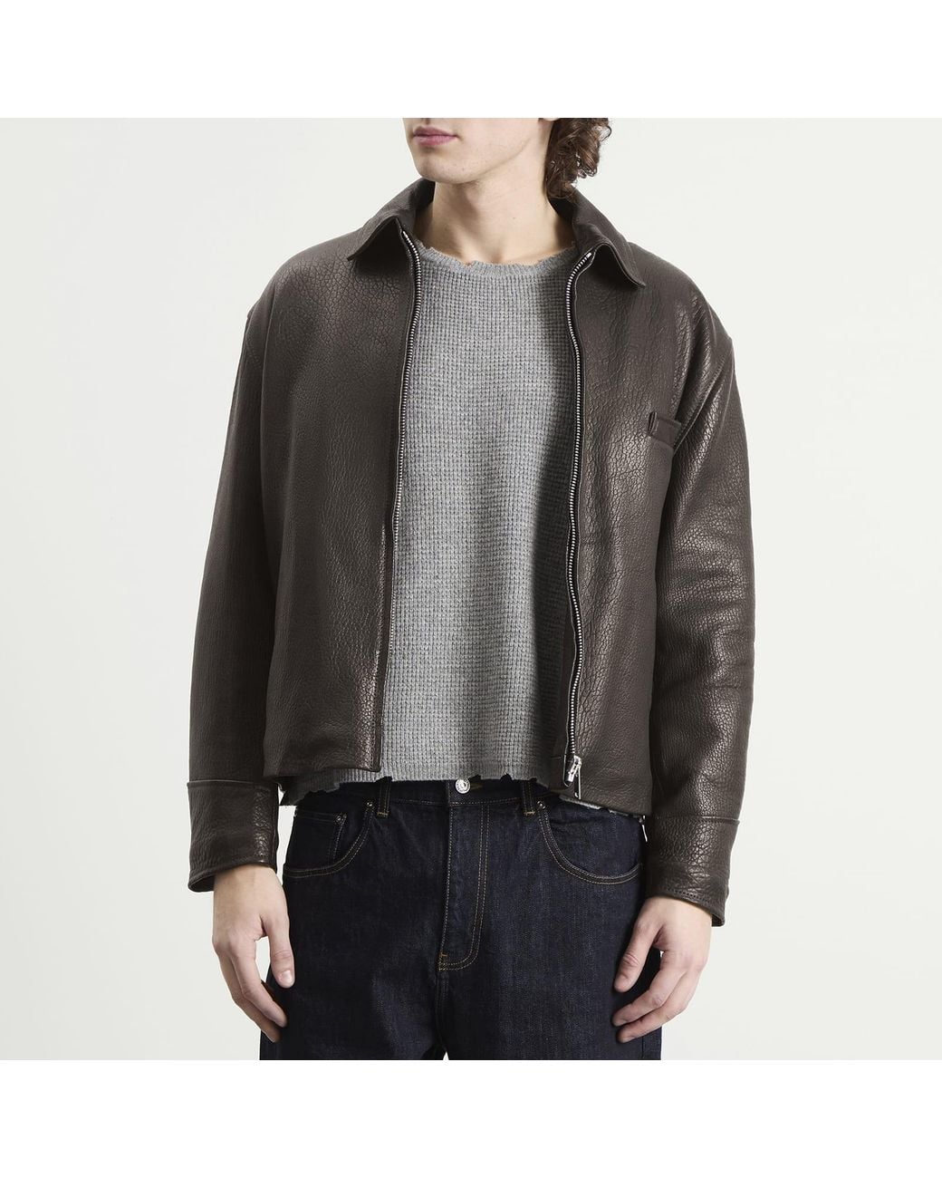 Second/Layer Black Second Layer Rider Leather Jacket for men