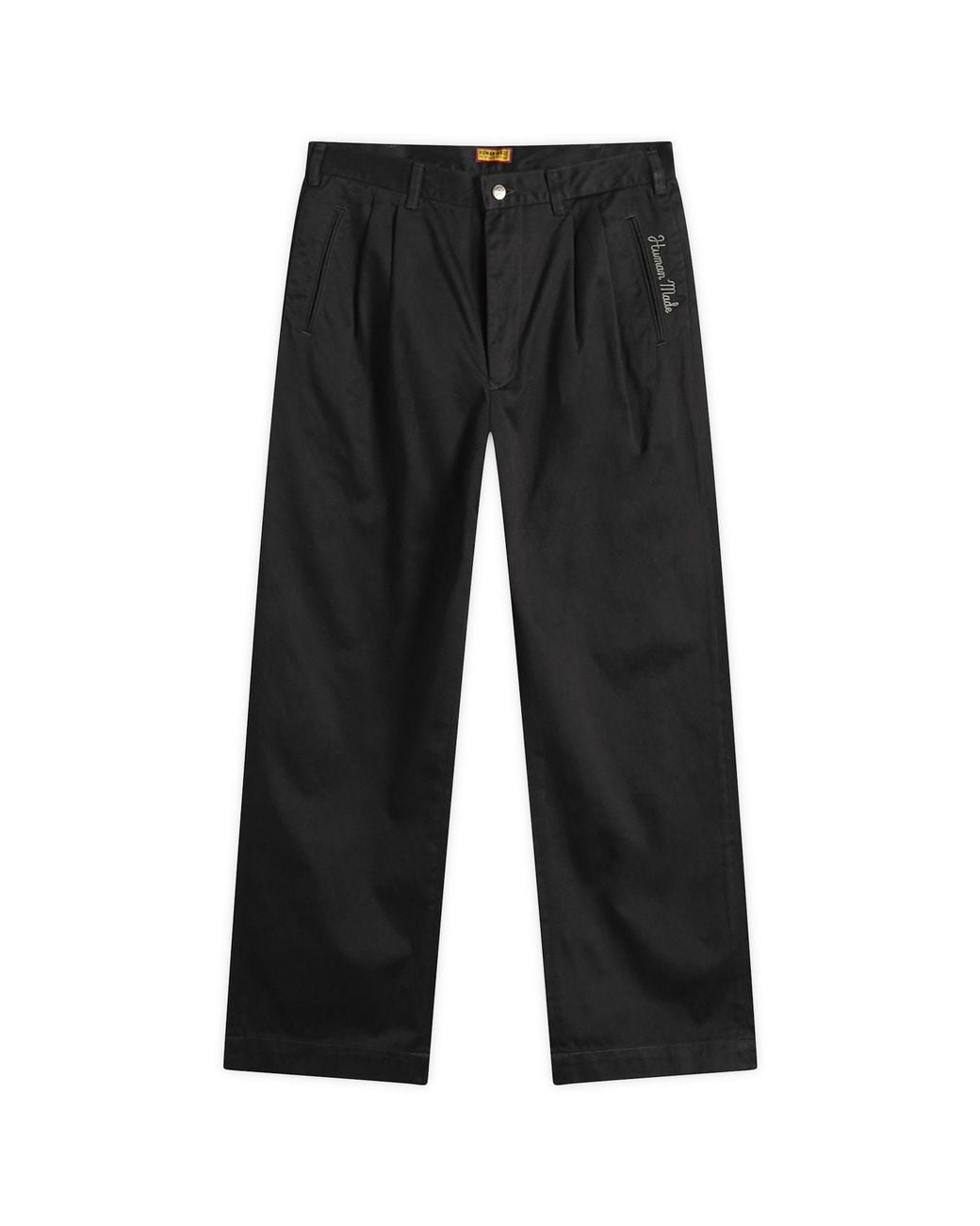 Human Made Black Double Pleated Wide Chino Pants for men
