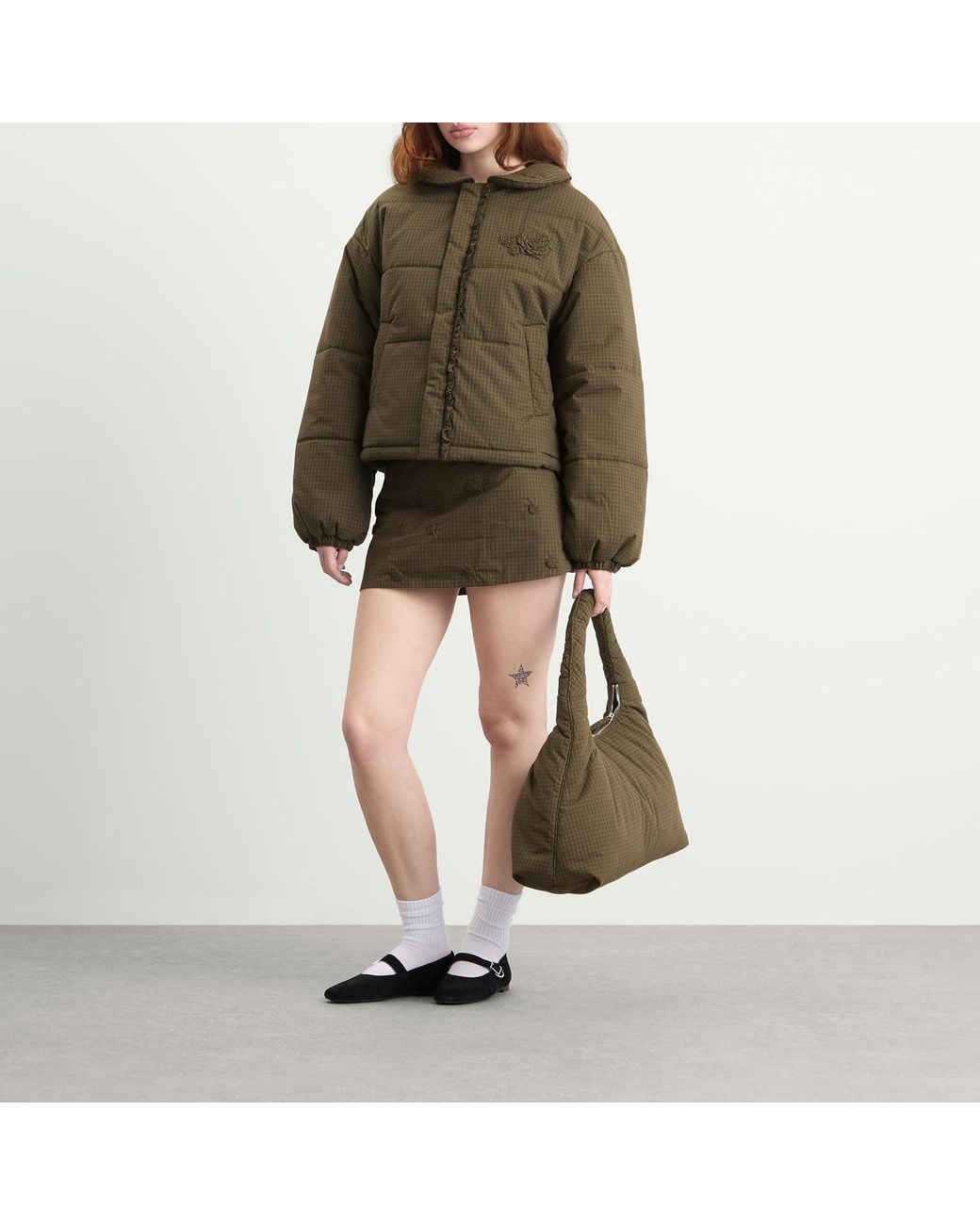 My Mum Made It Green Rosette Puffer Jacket