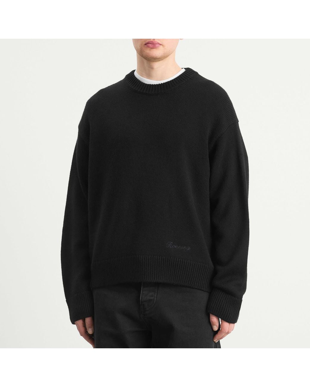 Ronning Black Merino R Knit Sweater for men