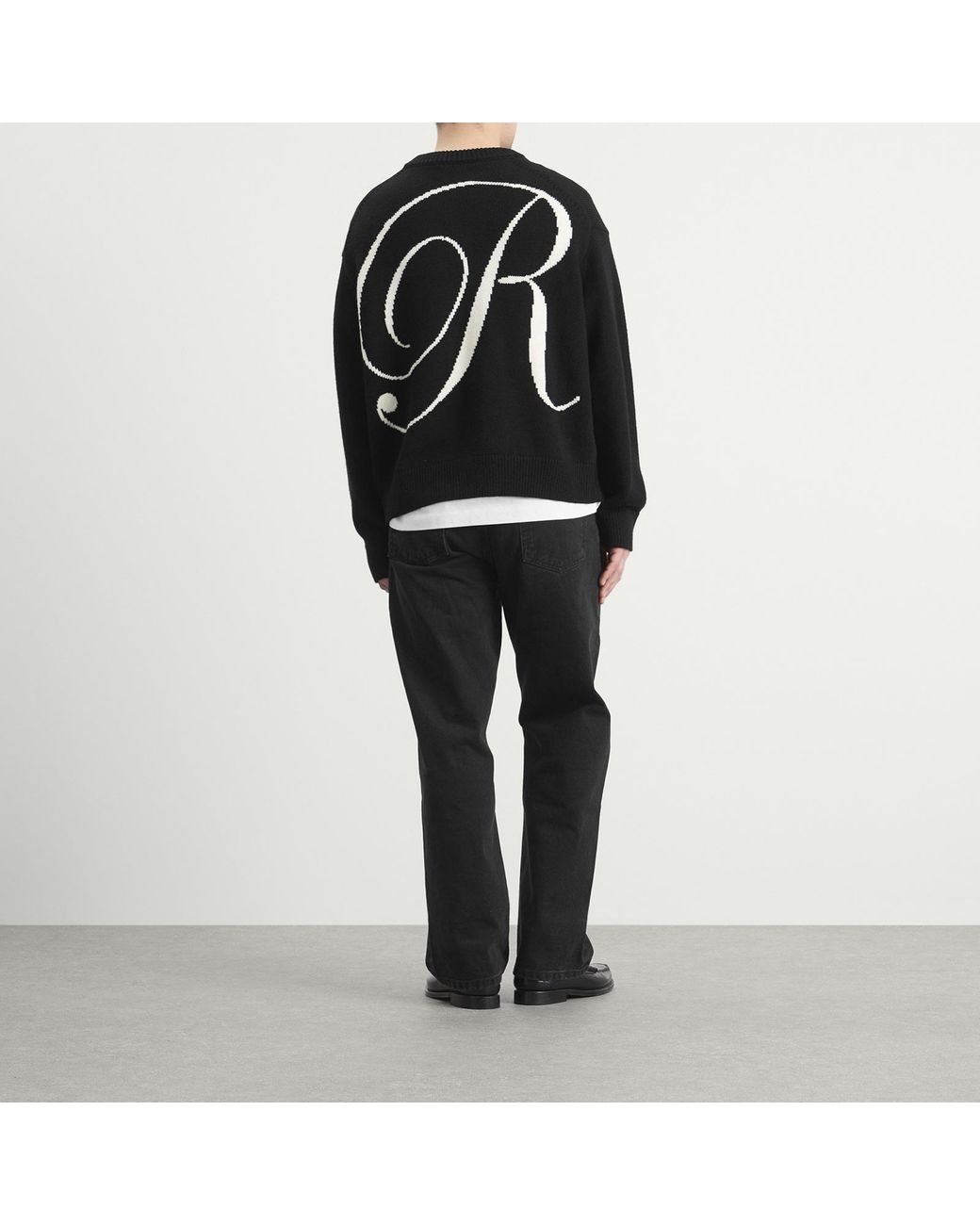 Ronning Black Merino R Knit Sweater for men