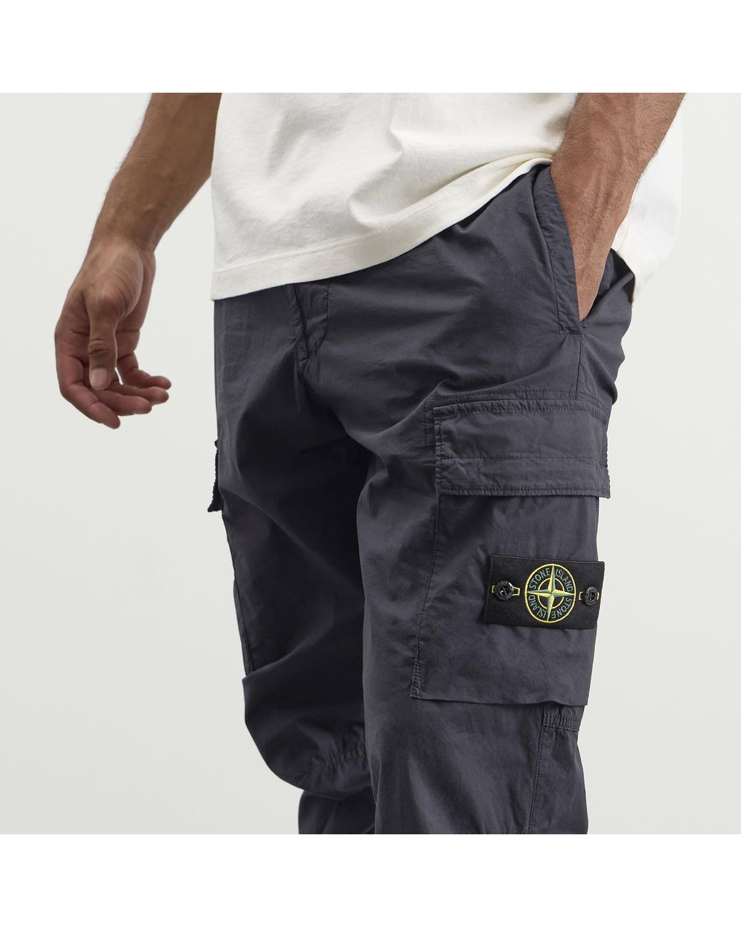 Stone Island Blue Paracadute Cargo Trousers for men