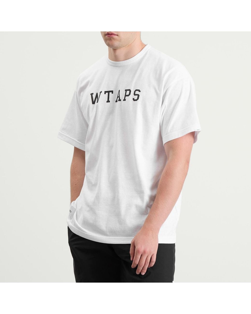 (w)taps White Academy Logo T-Shirt for men