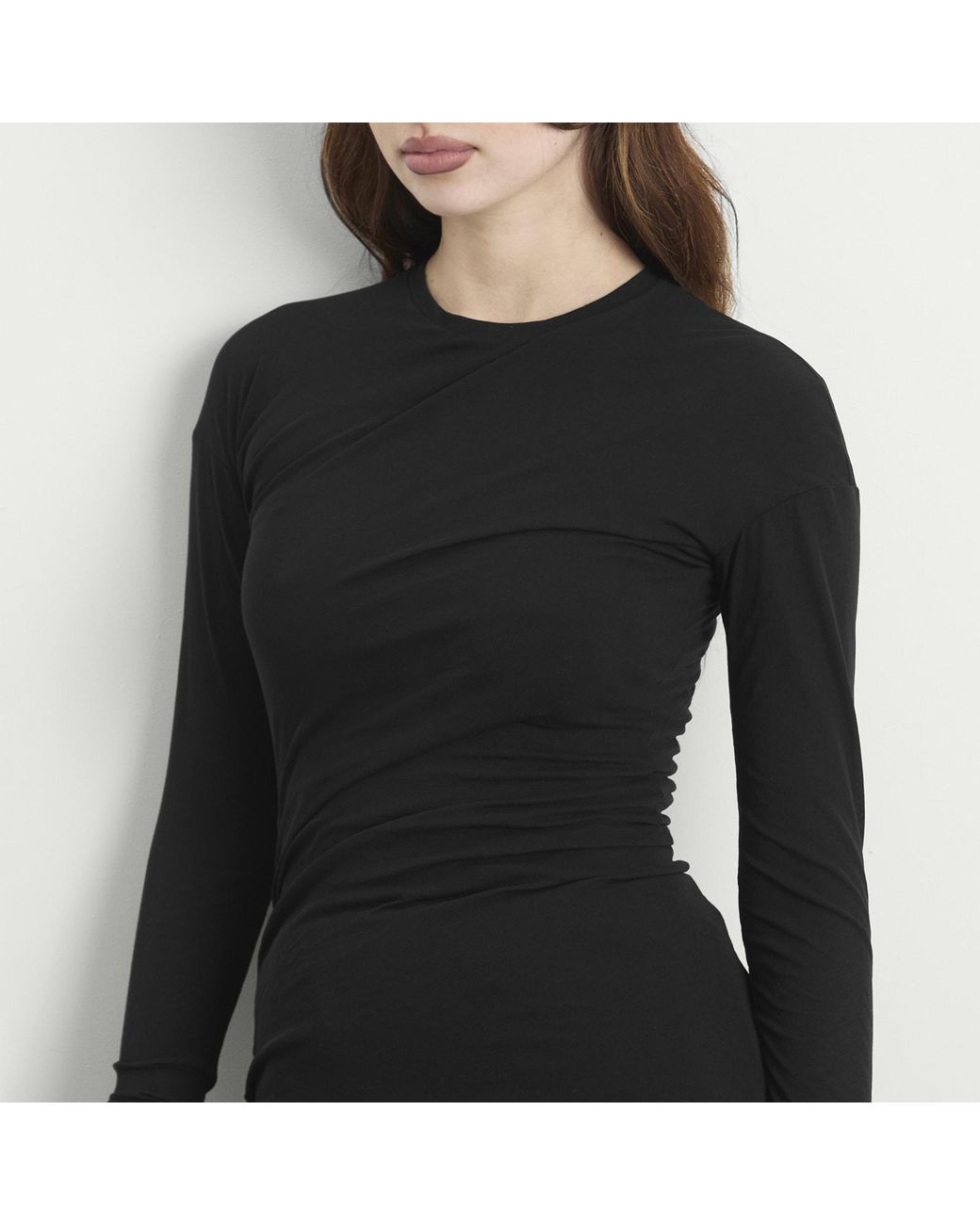 Jil Sander Black Double Layer Twisted Long Sleeve Top