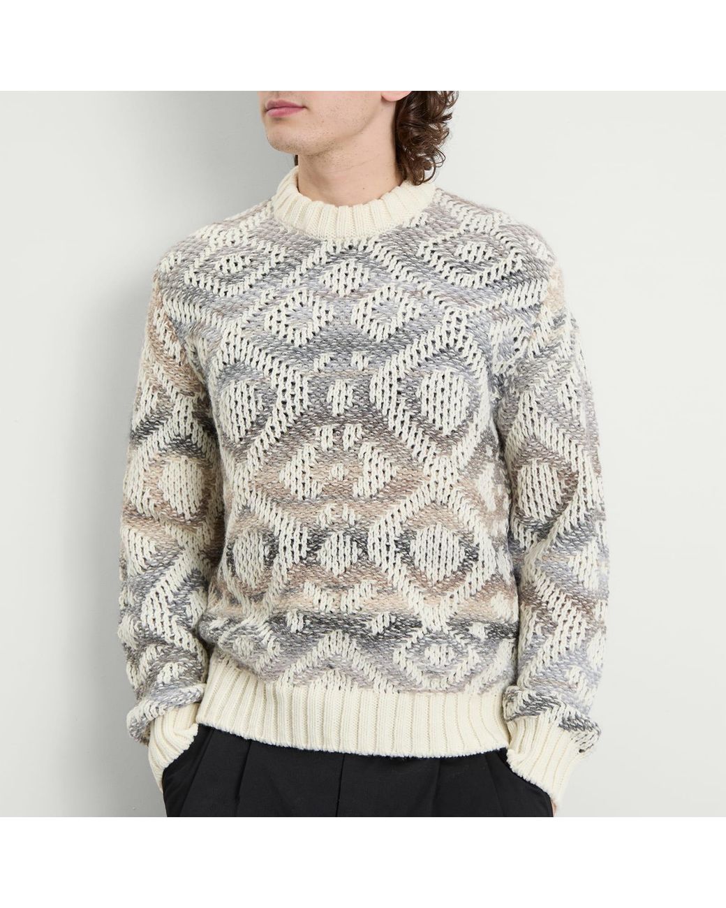 NN07 White Brady Geometric Jumper for men