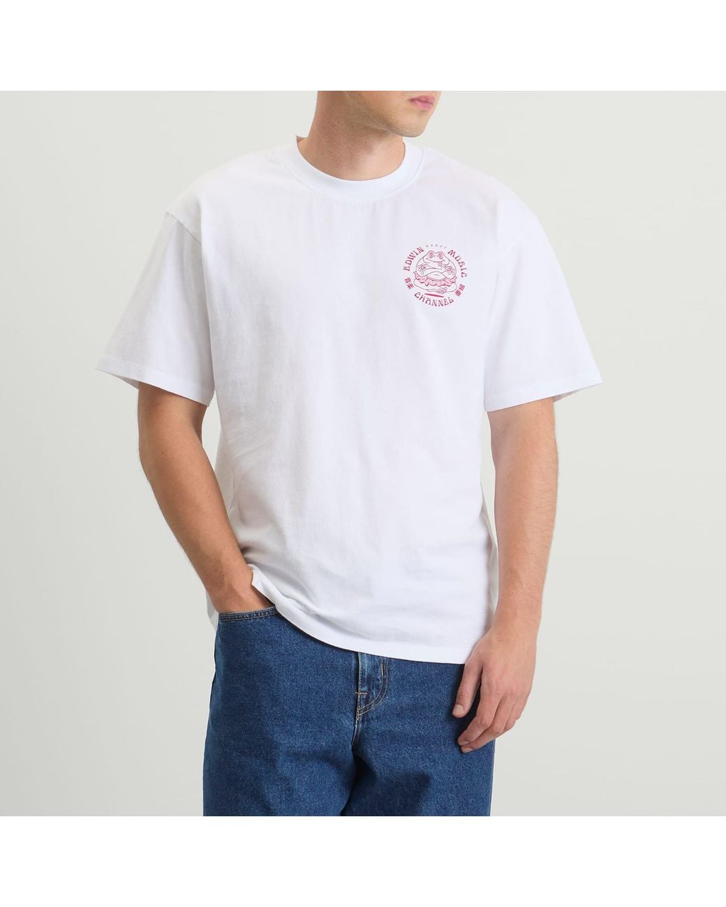 Edwin White Music Channel T-Shirt for men
