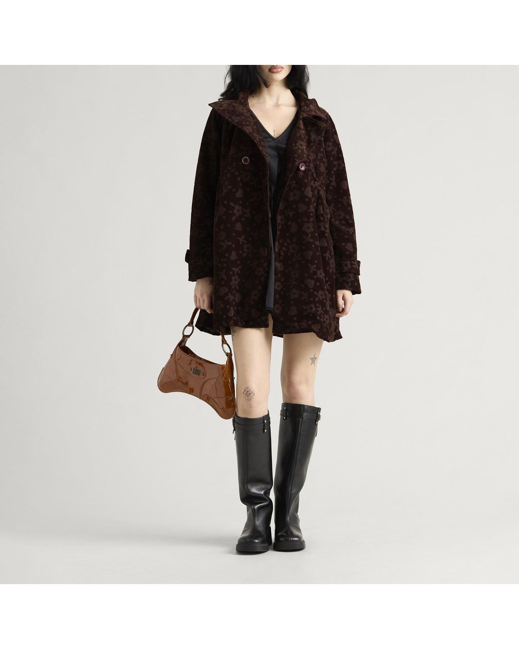 PAOLINA RUSSO Black Double Breasted Peacoat