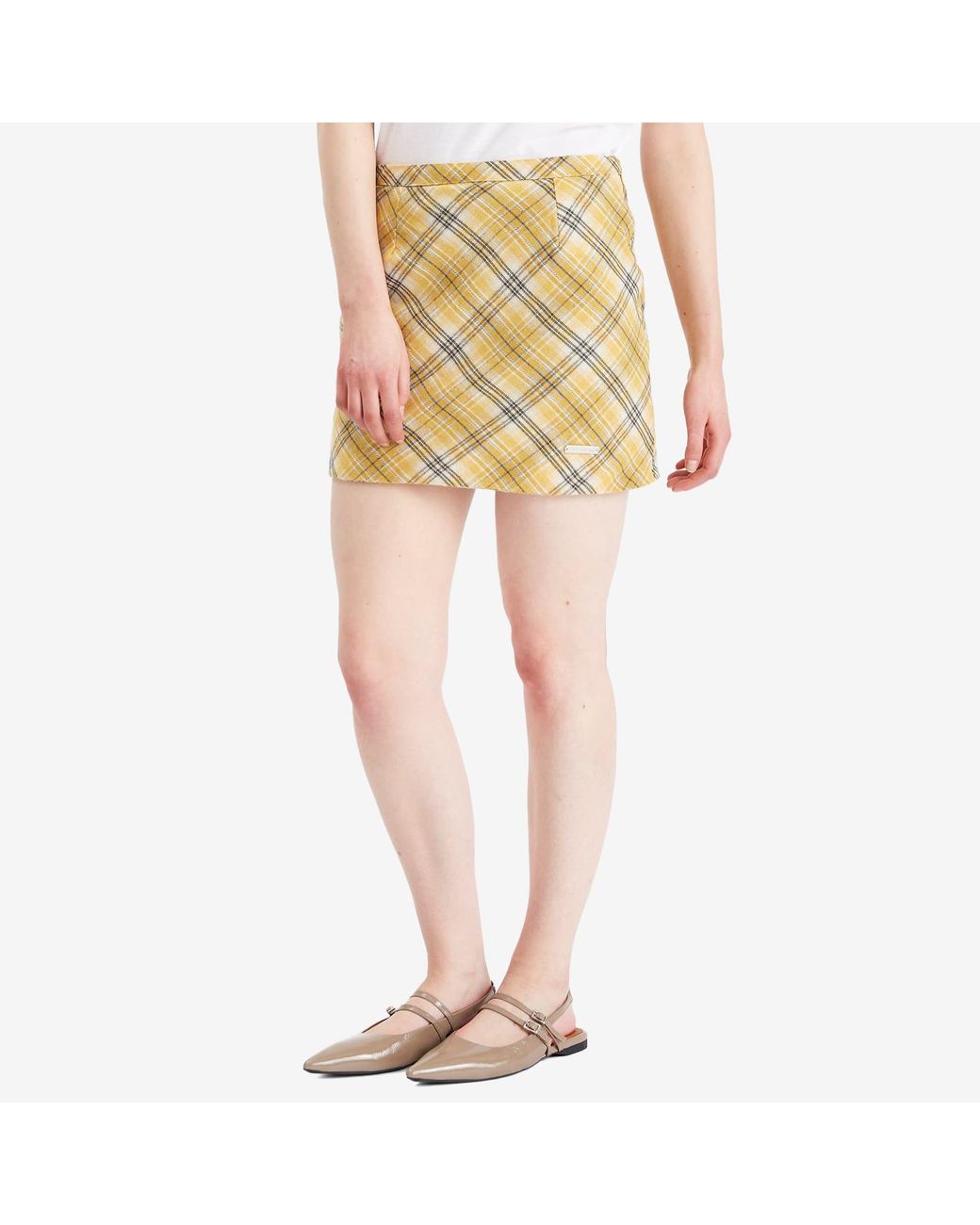 House Of Sunny Metallic Bias Cut Check Skirt