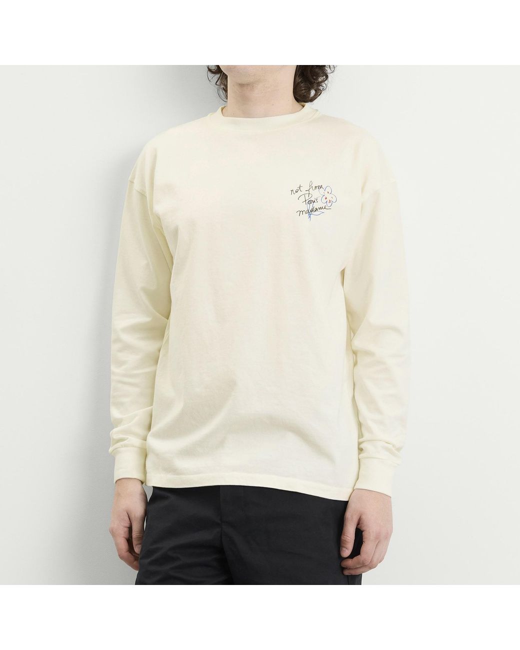 Drole de Monsieur White Esquisse Slogan Long Sleeve T-Shirt for men
