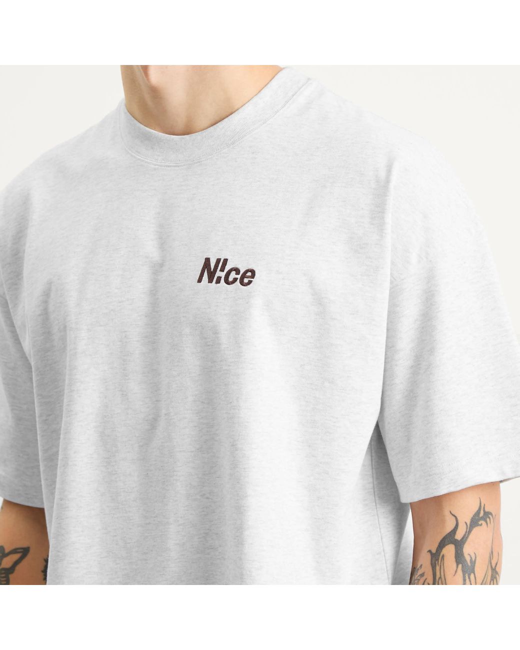 N!CE White Embroidered Logo T-Shirt for men