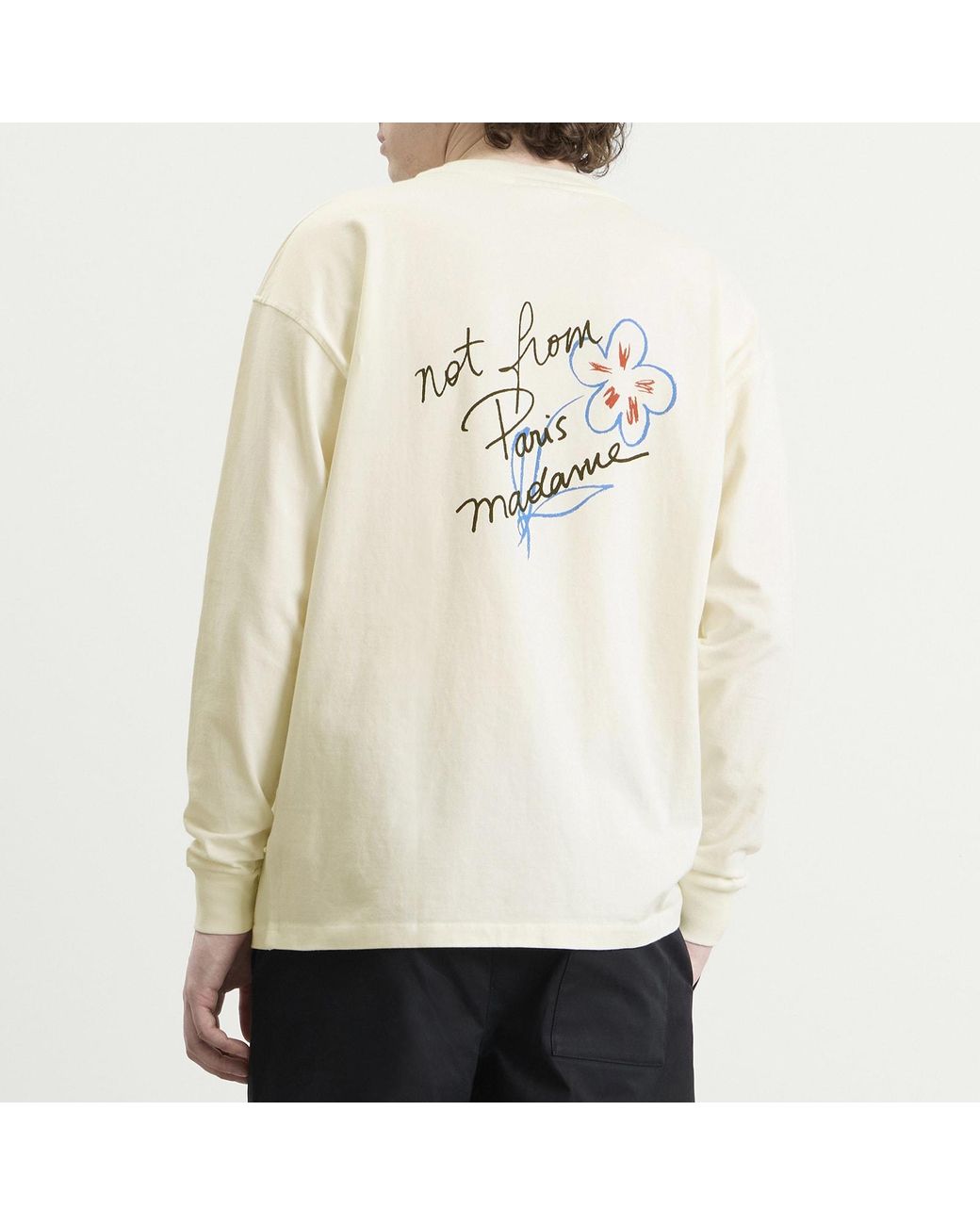 Drole de Monsieur White Esquisse Slogan Long Sleeve T-Shirt for men