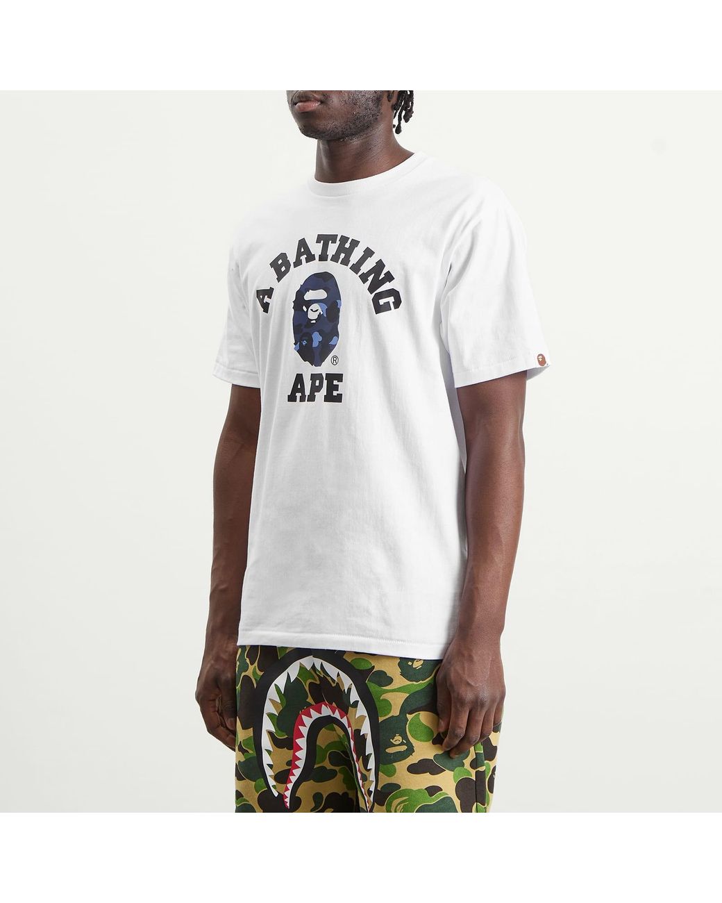 A Bathing Ape White Colour Camo College T-Shirt for men