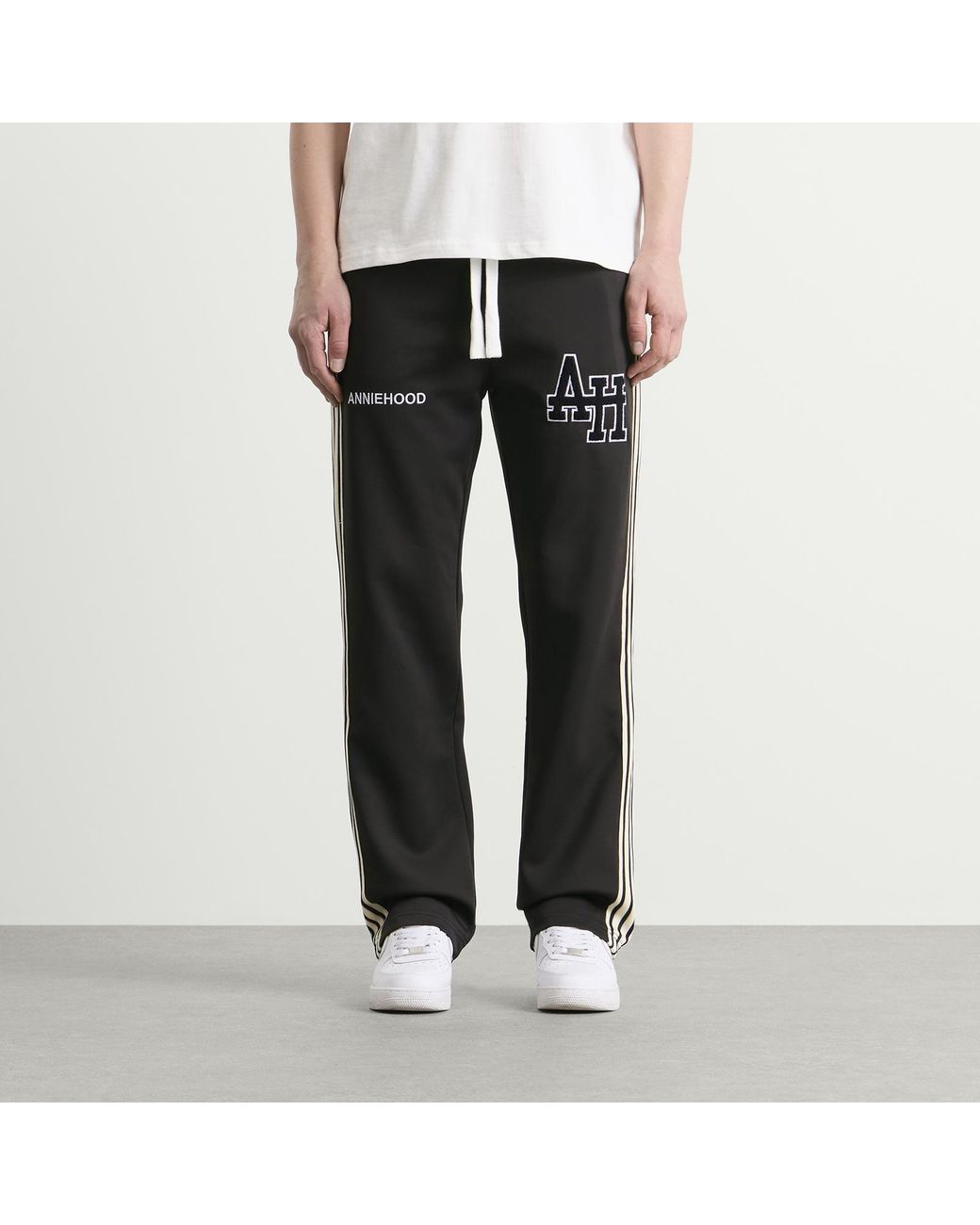 Annie Hood Black College Track Pants for men