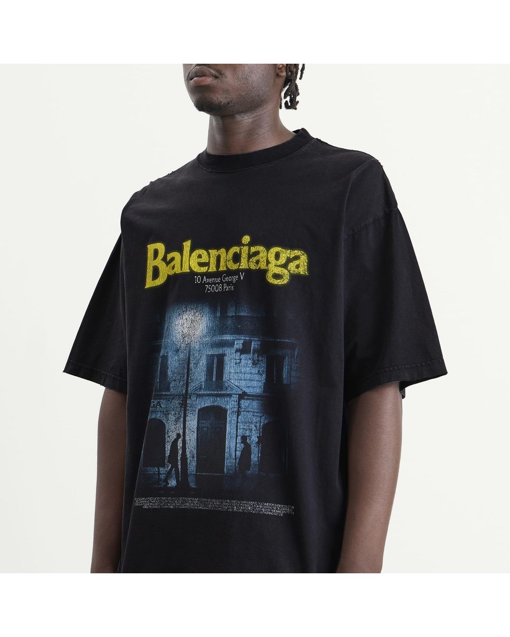 Balenciaga Black Graphic Logo T-Shirt for men