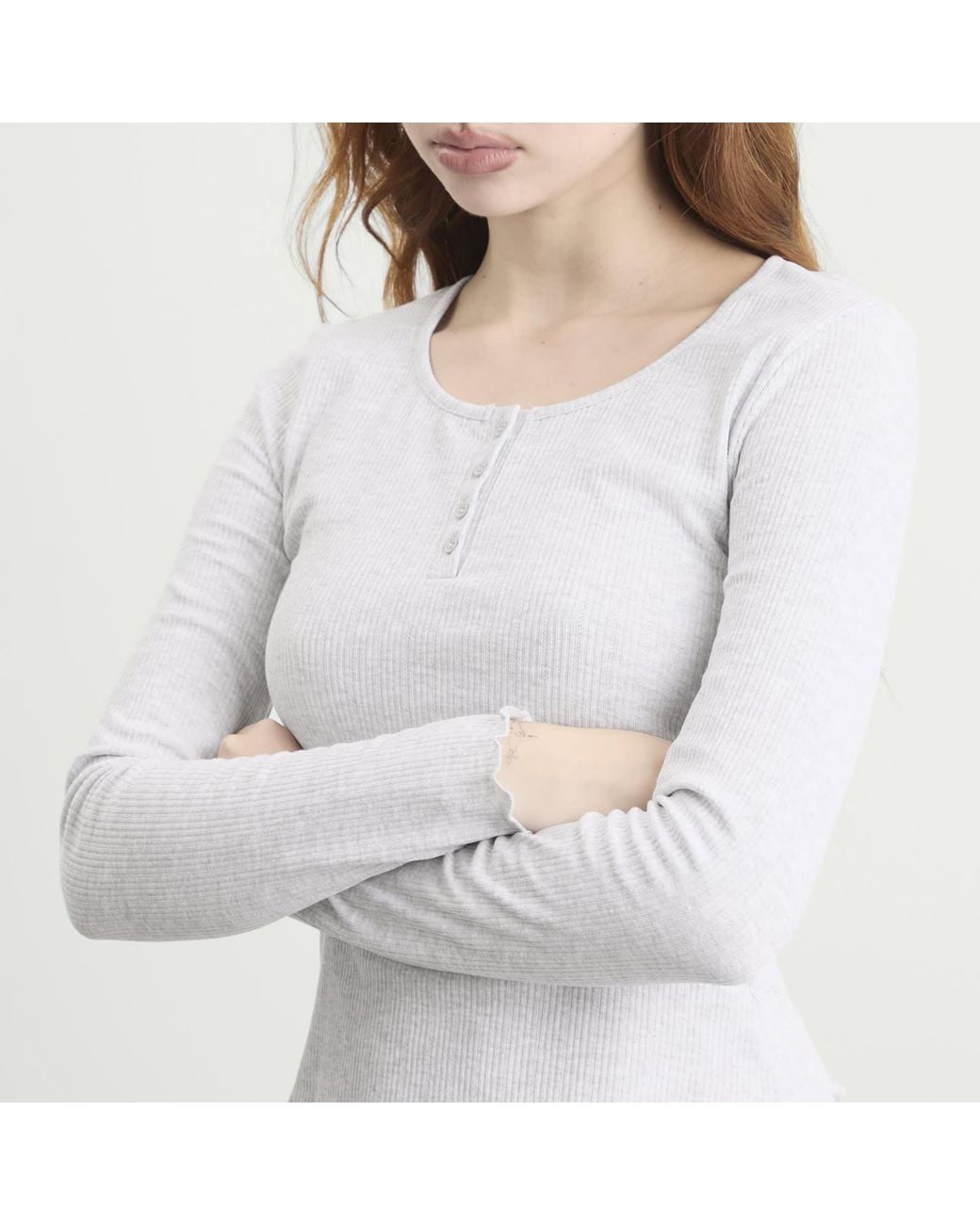 Tala White Sleep Lounge Henley Long Sleeve Top