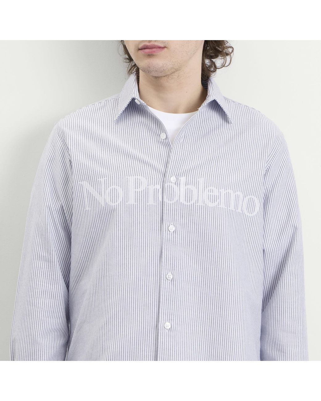 No Problemo Blue Oxford Stripe Ls Shirt for men
