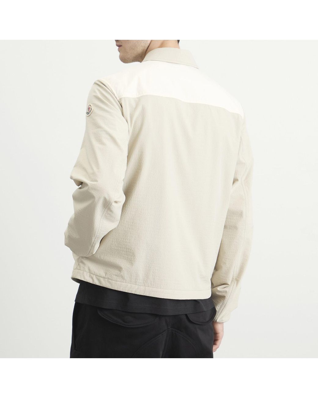 Moncler White Nylon Seersucker Shirt for men