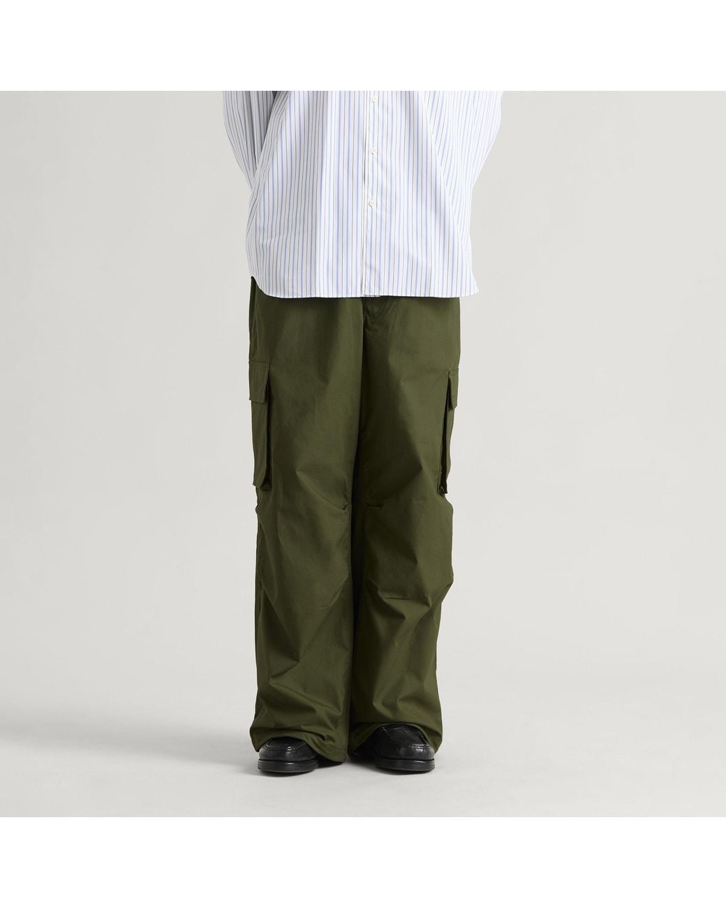 Comme des Garçons Green Cotton Ripstop Cargo Trousers for men