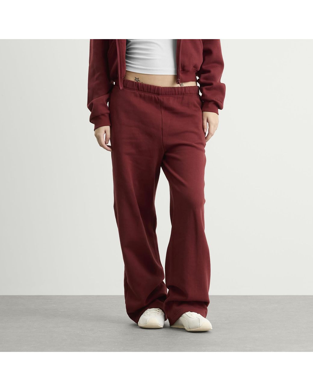 Skims Red Cotton Fleece Classic Straight Leg Pant