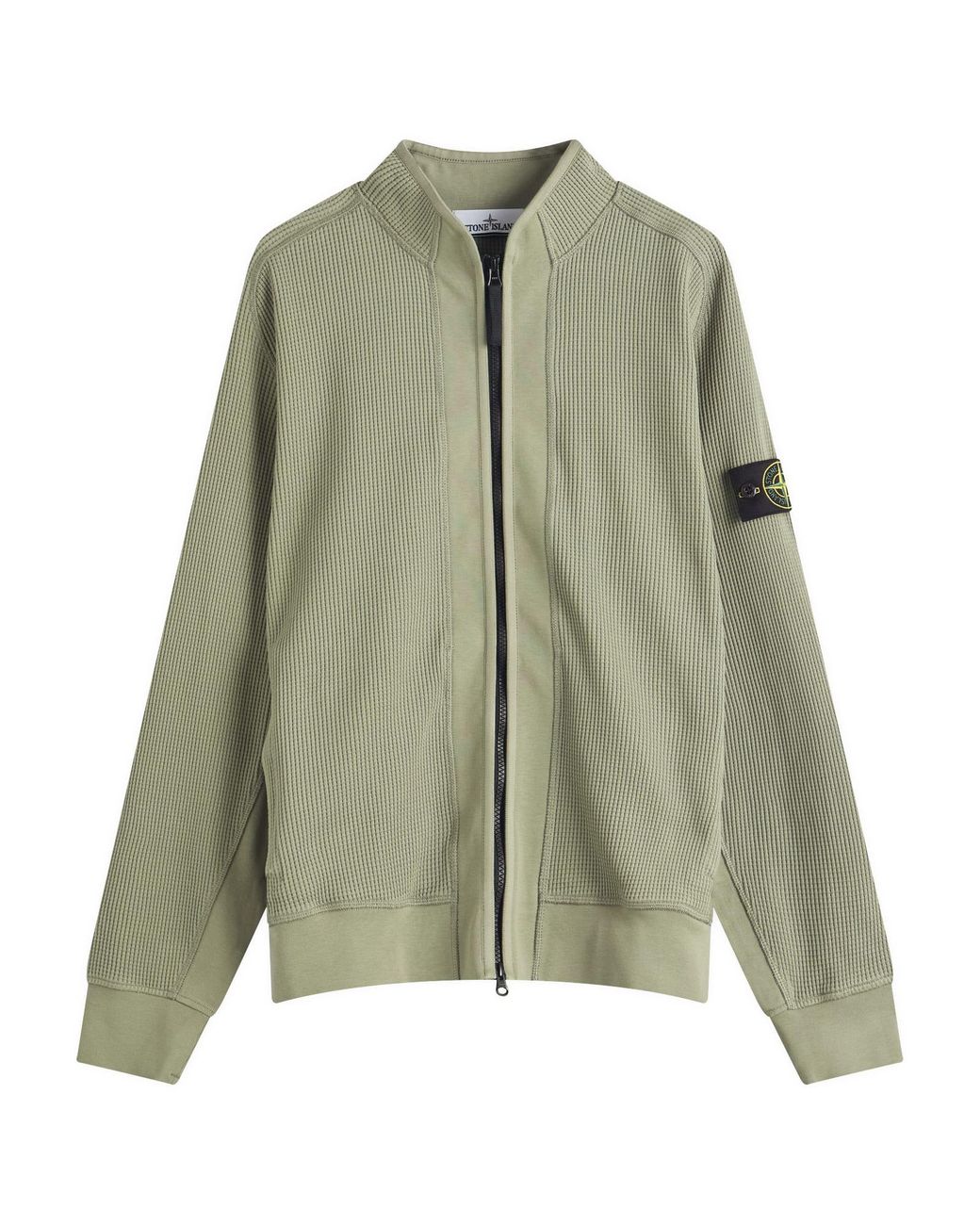 Stone Island Waffle Full Zip Sweatshirt in Green for Men | Lyst