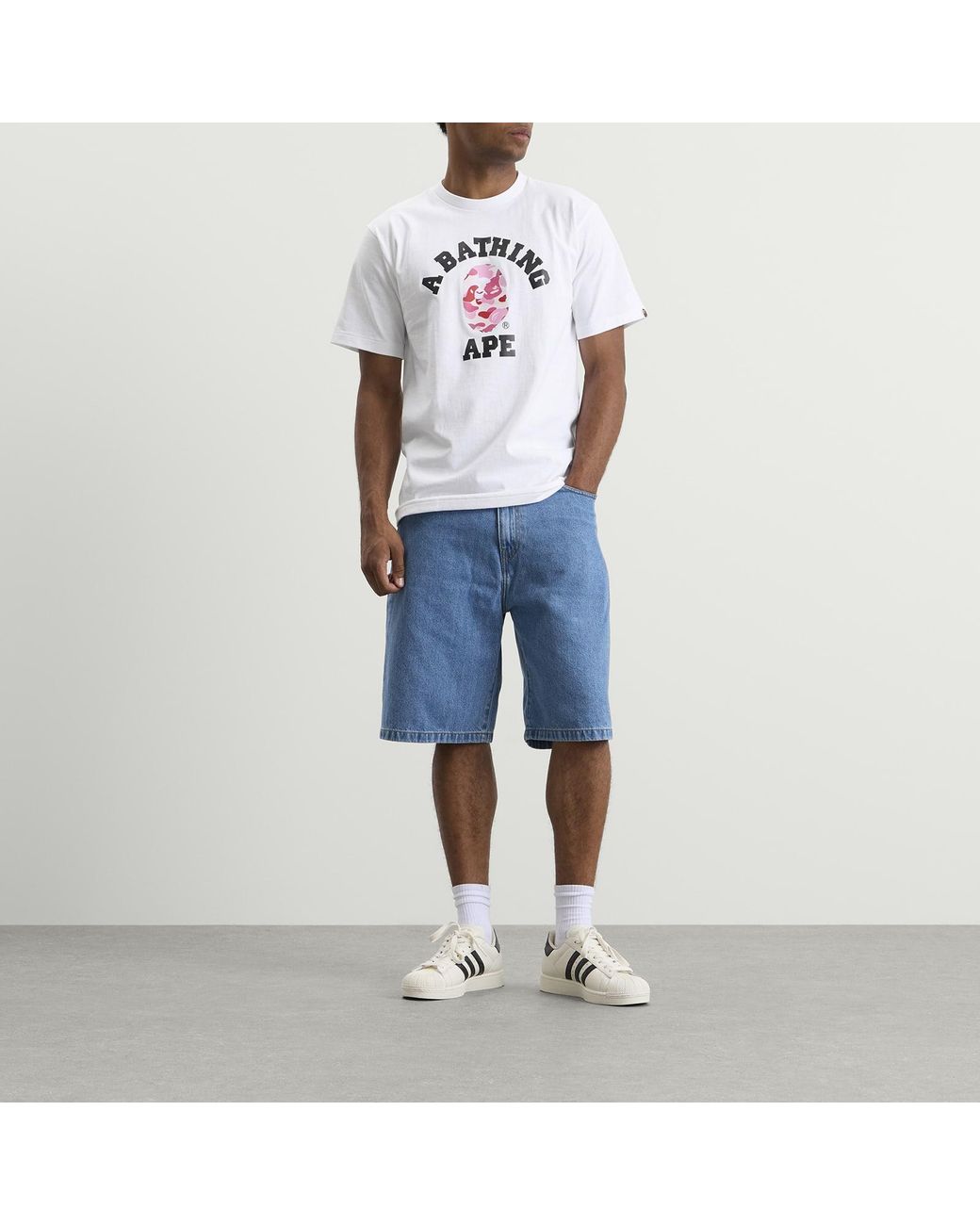 A Bathing Ape White Abc Camo College T-Shirt for men
