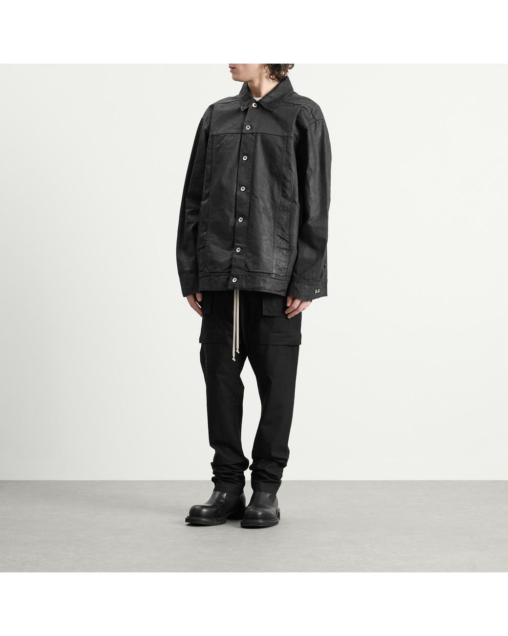 Rick Owens Black Jumbo Denim Worker Shirt for men