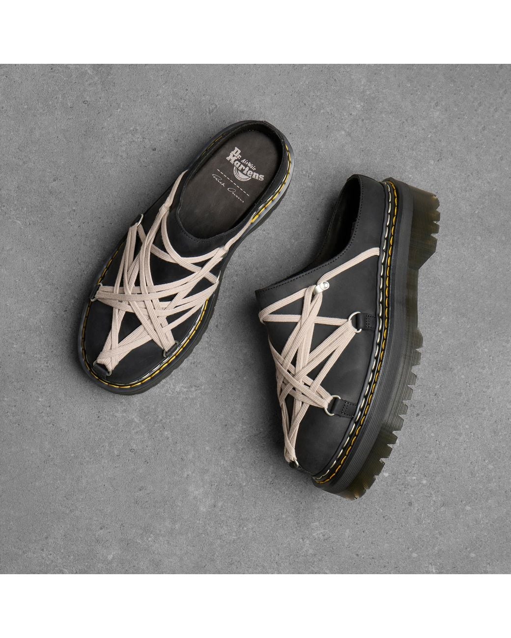 Rick Owens Black X Dr. Martens Quad Sole Megalace Mule for men