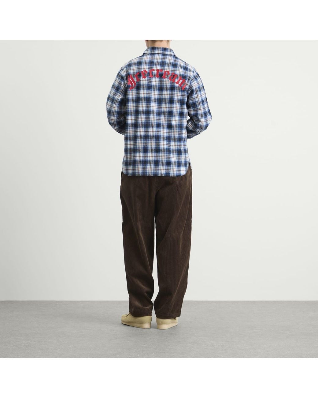 ICECREAM Blue Mascot Check Shirt for men
