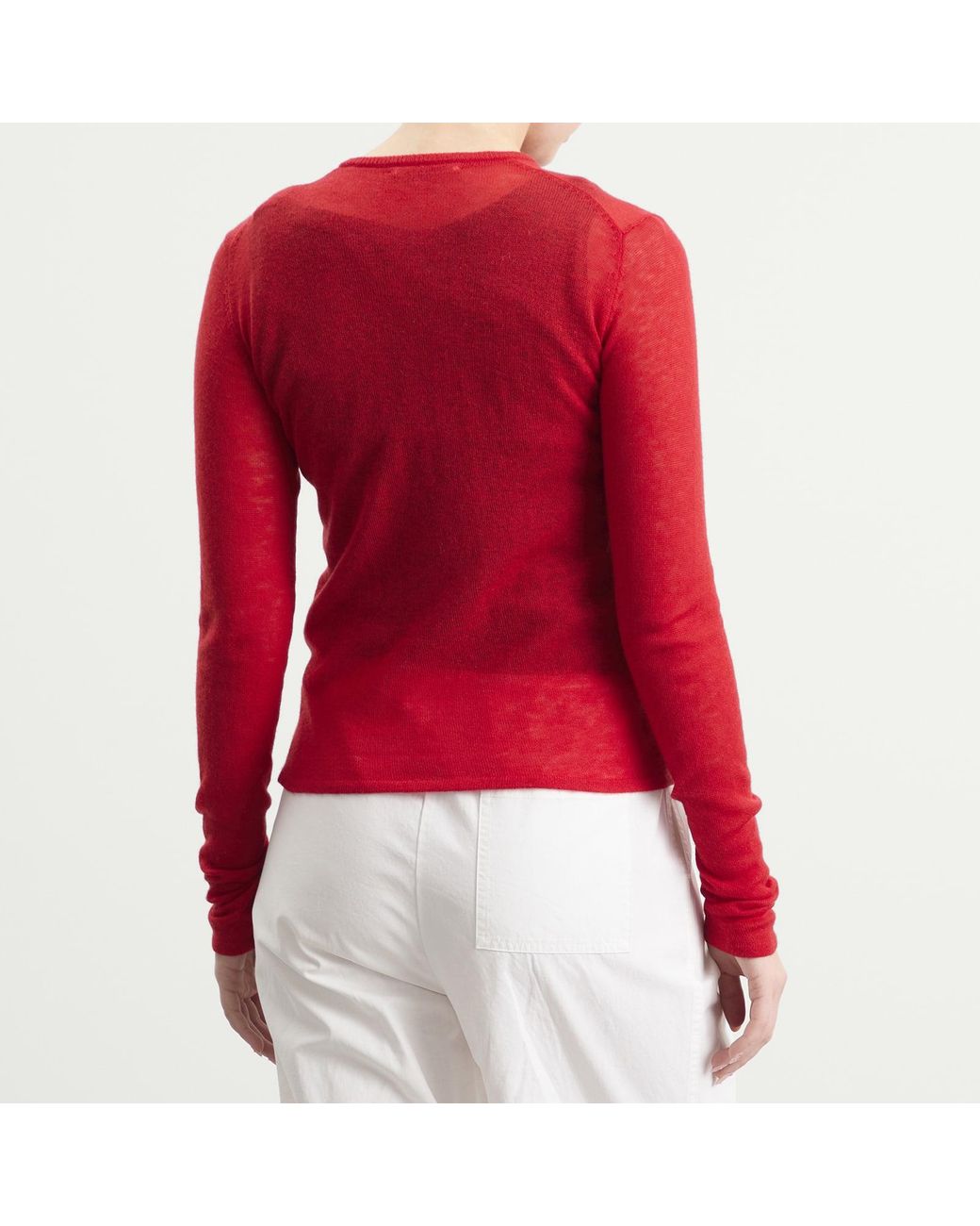 Auralee Red Cashmere Knit Cardigan