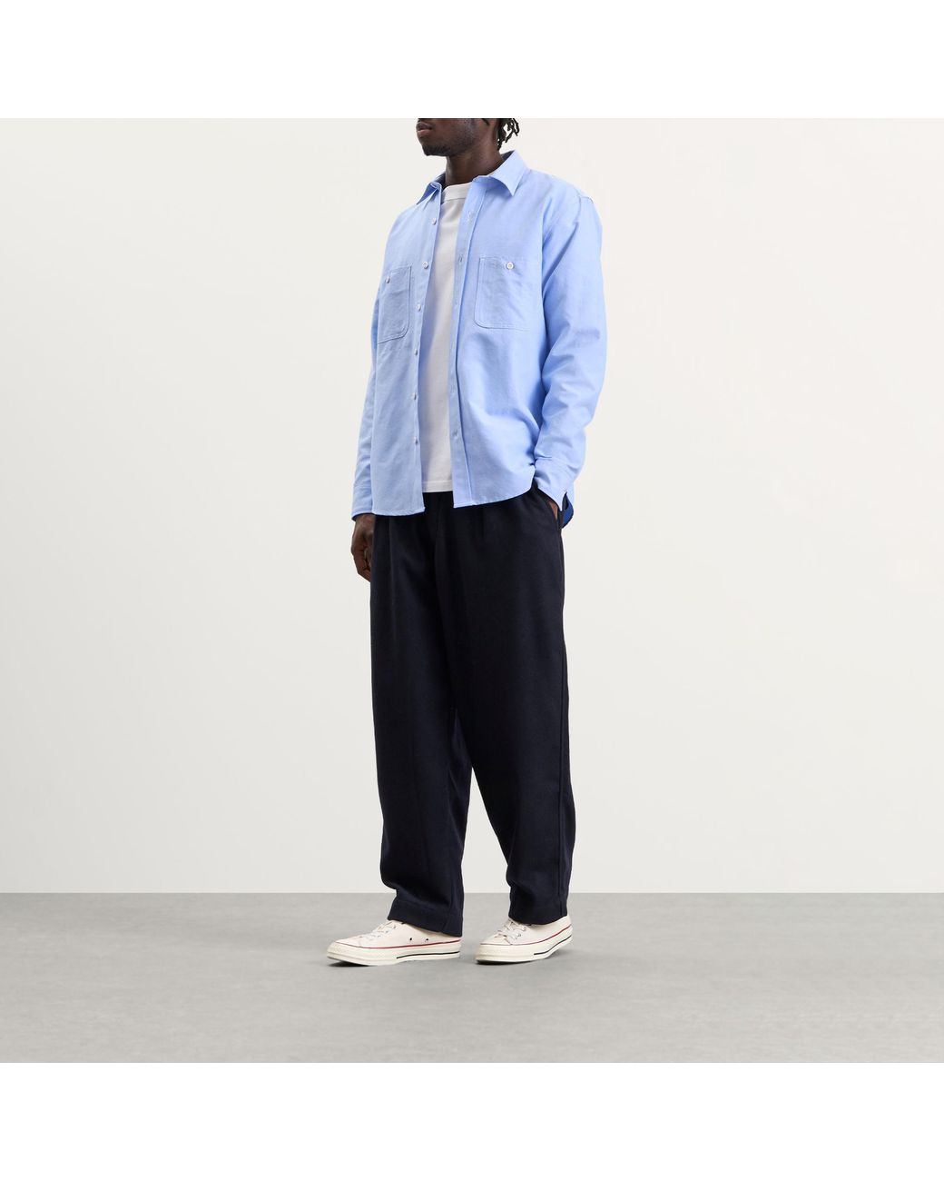 Universal Works Blue Dublin Wool Mix Oxford Pant for men