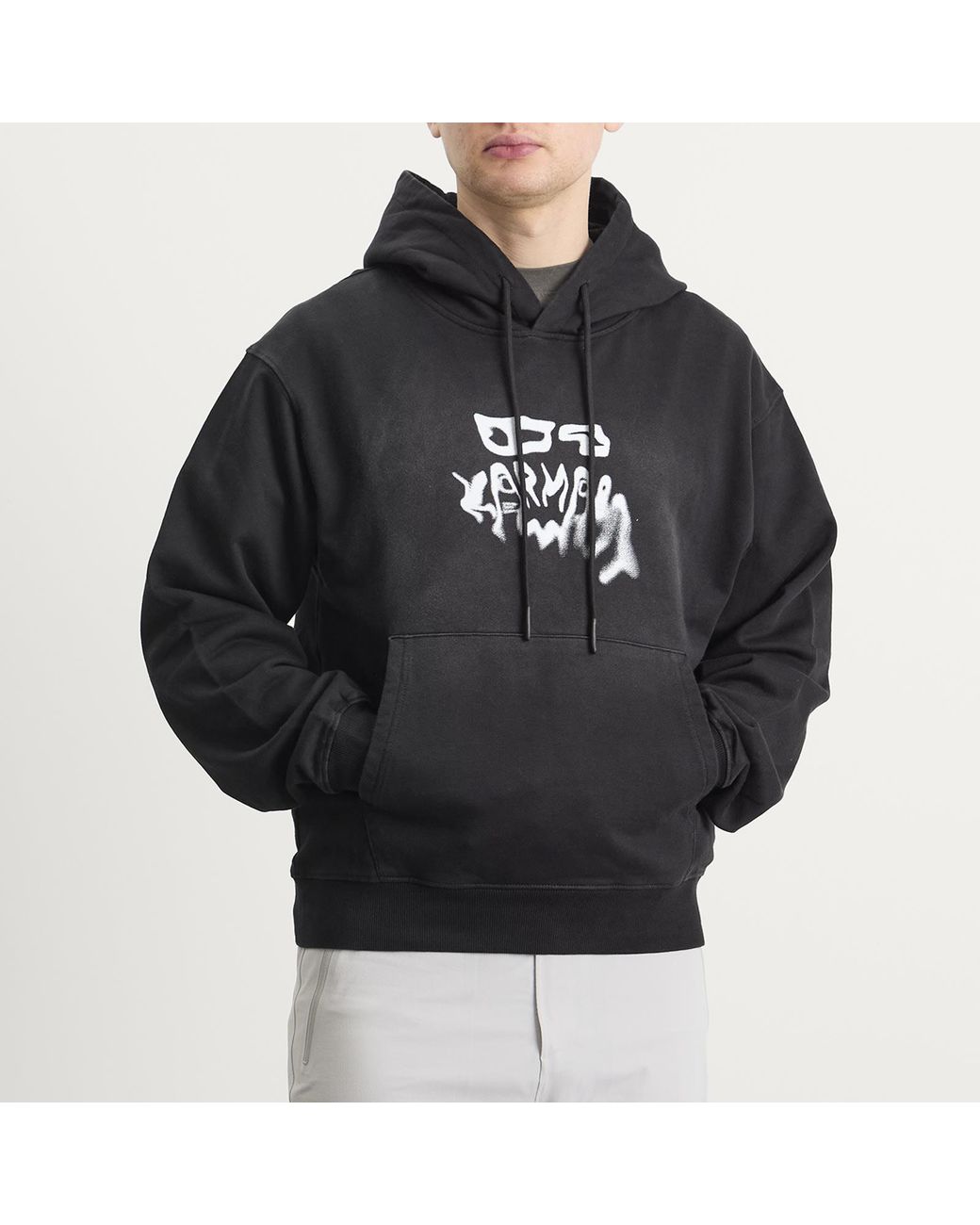 KARMA8A Black Chalk Logo Hoodie for men
