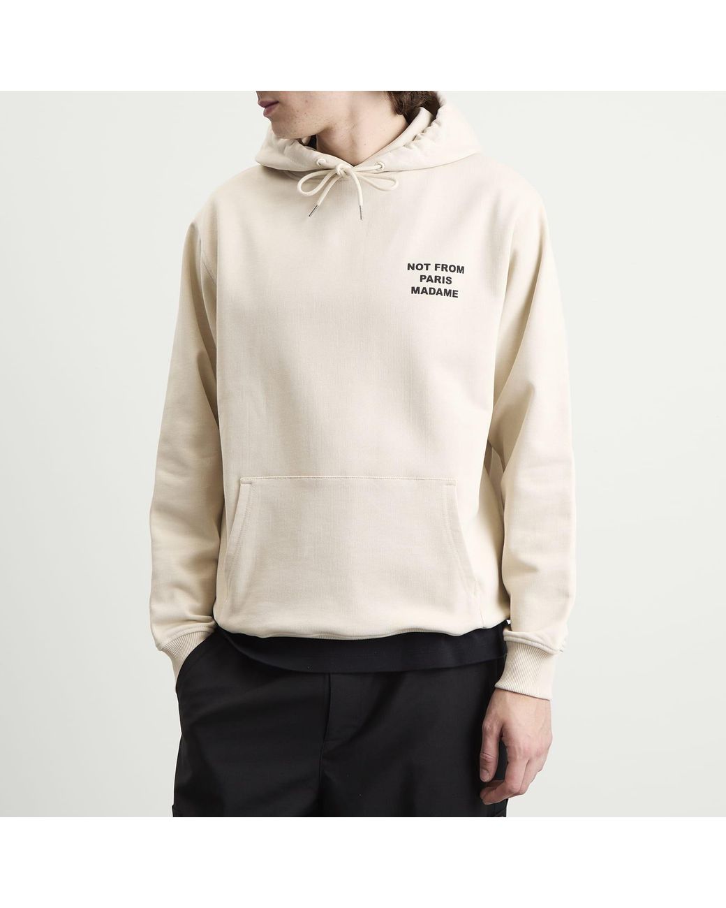 Drole de Monsieur White Not From Paris Madame Slogan Hoodie for men