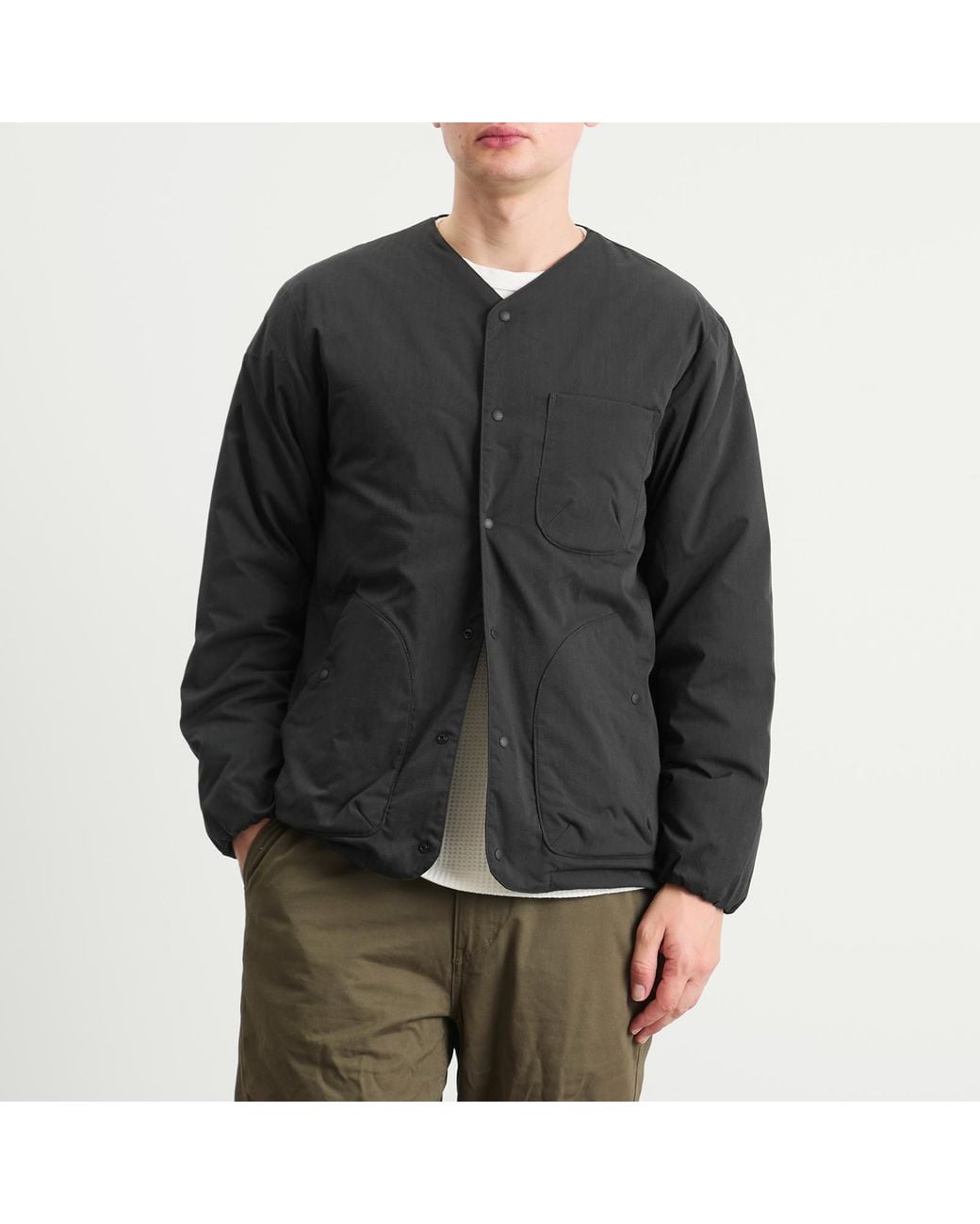 NANGA Hinoc Ripstop Inner Down Cardigan in Black for Men | Lyst