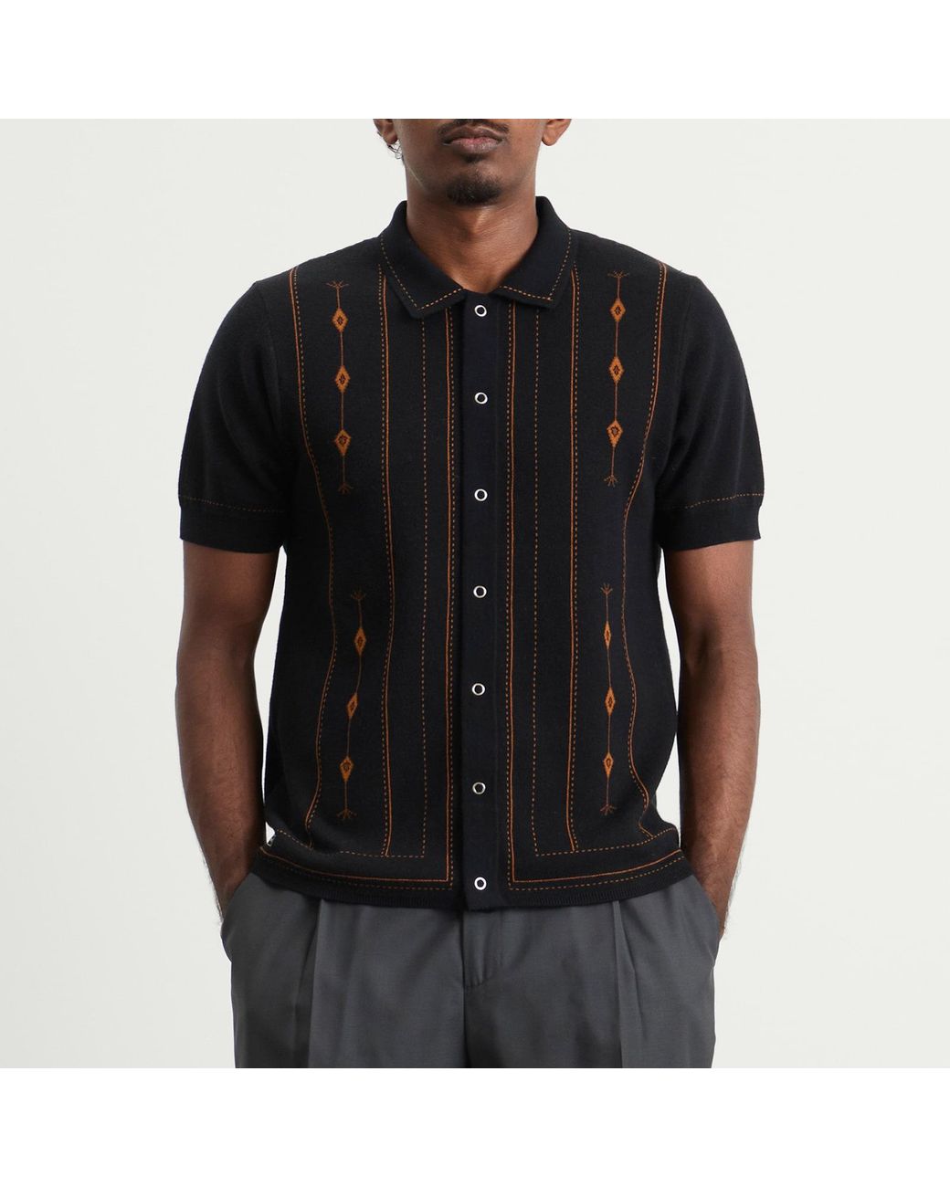 Percival Black Folio Knitted Shirt for men