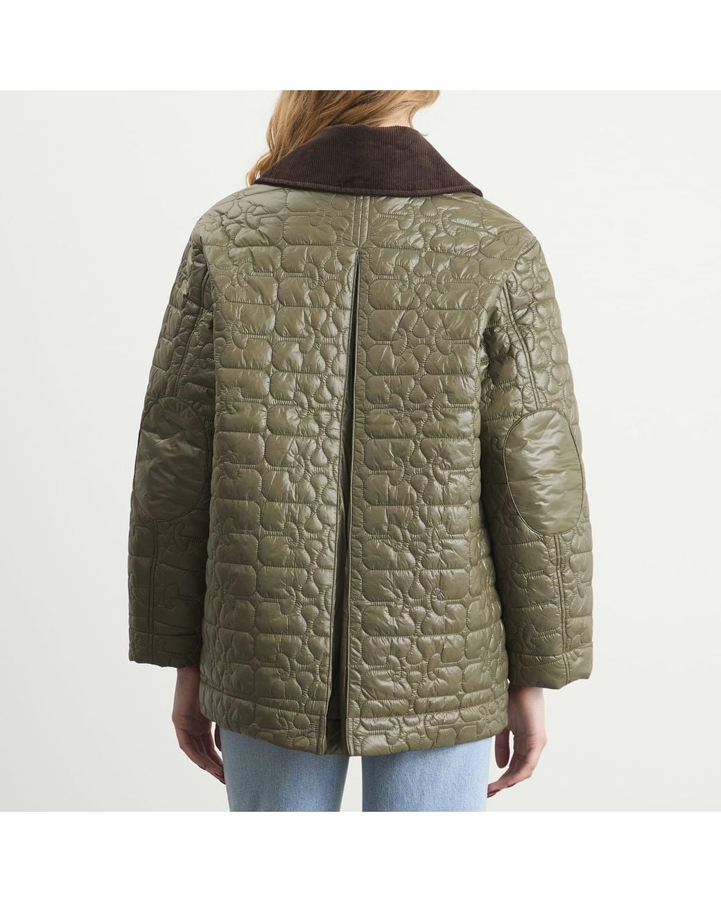 Ganni Green Shiny Quilt Jacket