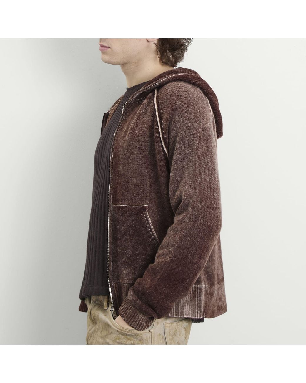 Acne Brown Kupiter Knitted Hoodie for men