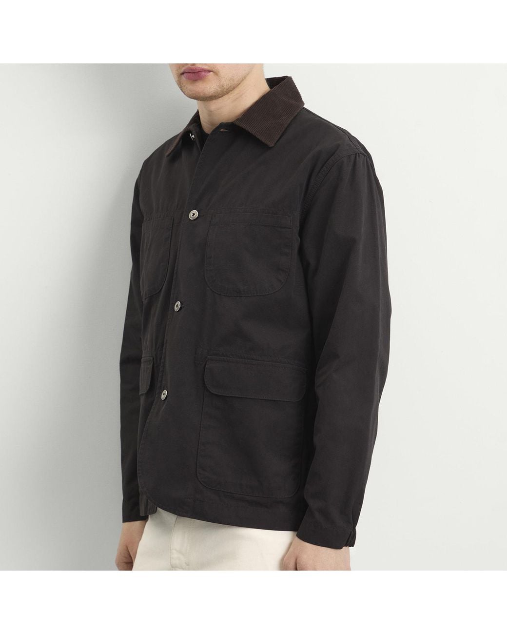 Universal Works Black Summer Canvas Labour Jacket for men